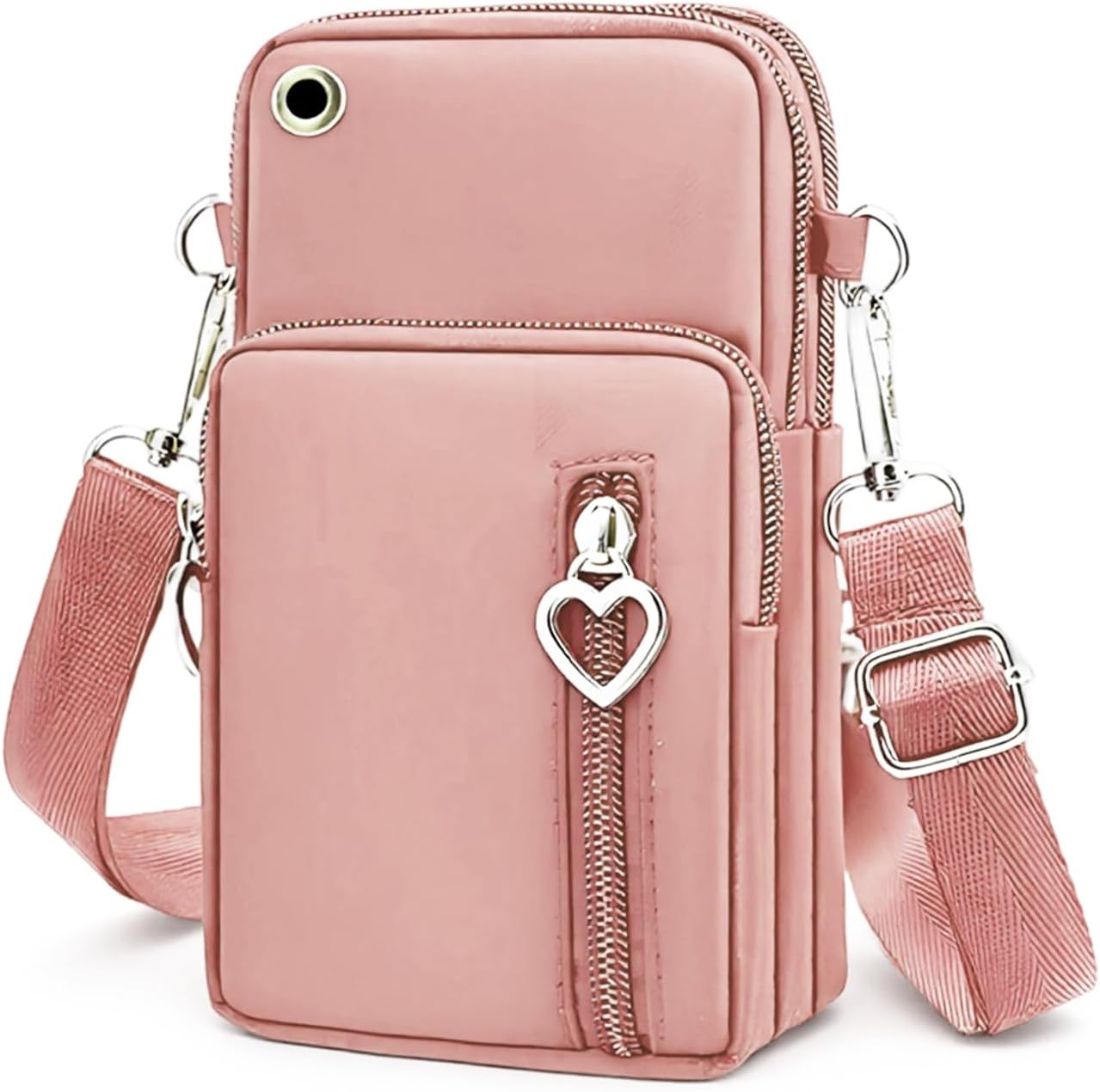 Women'S Nylon Crossbody Phone Bag, Small Cellphone Purse Cute with Zipper &ndash; Multi-Function Travel Handbag, Phone Wallet for Women, Soft Water-Resistant, Suitable for Phone PM (Pink)