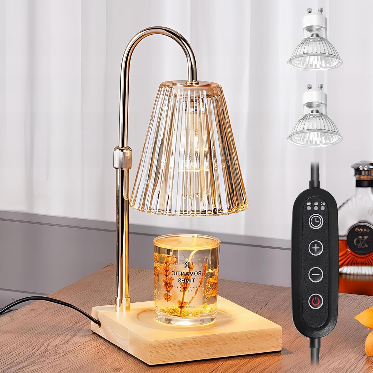 Candle Warmer Lamp with Timer Dimmer,Adjustable Height,2 Bulbs,Electric Wax Warmer Vintage for Scented Jar Candle,Home Decor Products for Christmas Birthday Gifts (Candle Warmer) image number 2