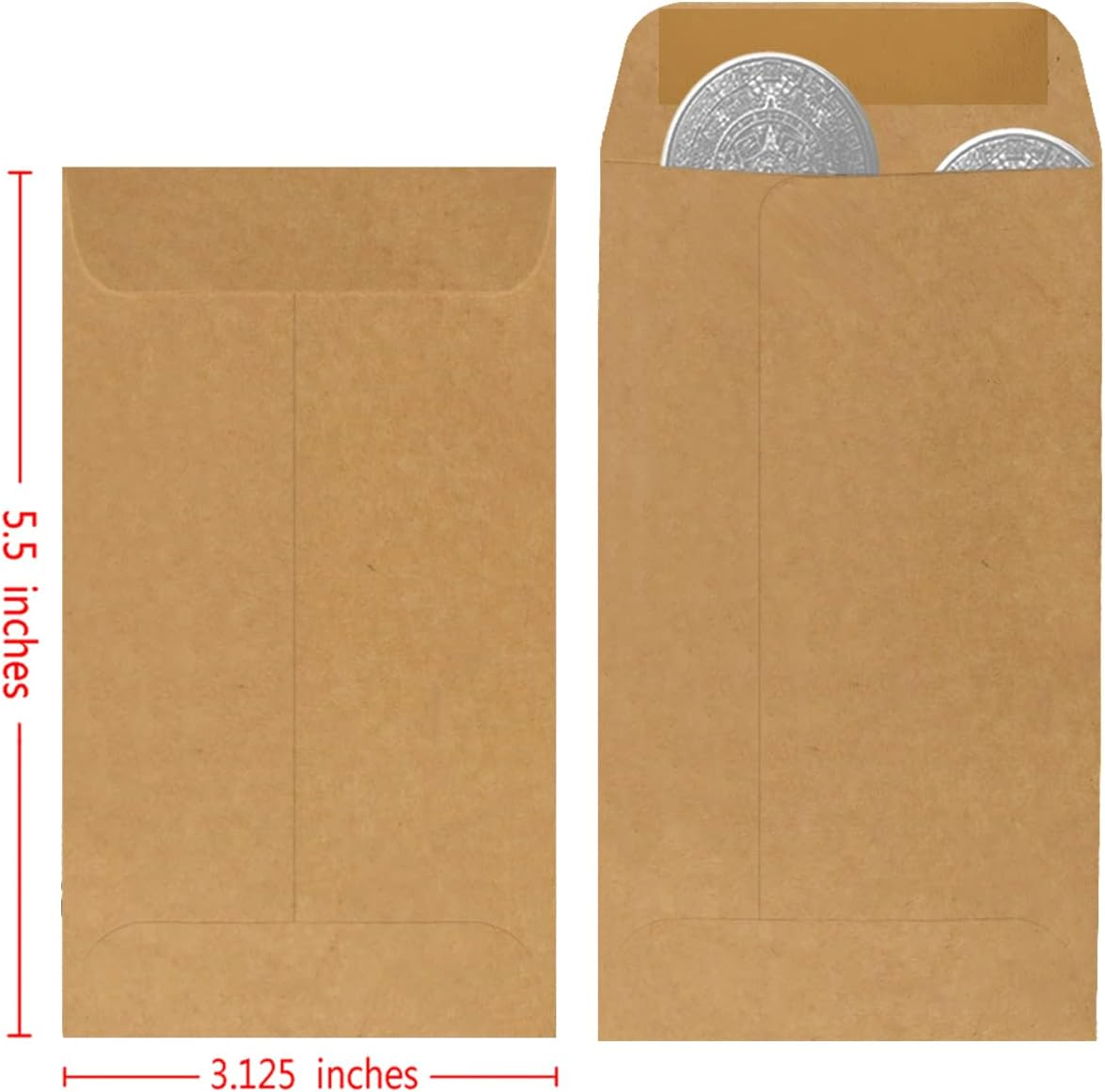 200 Pack #5 Kraft Coin Envelope 3.125 X 5.5 Inches Kraft Envelopes Classic Small Parts Envelopes with Self Adhesive Gummed Flap for Coins Cash Credit Cards Seeds image number 6