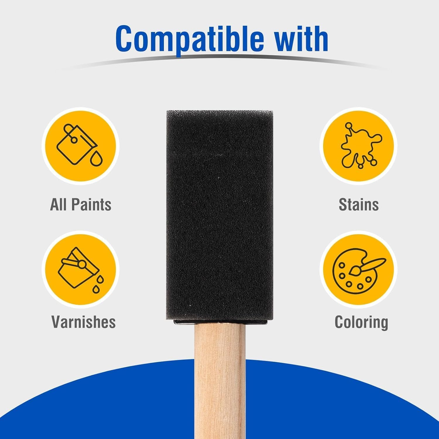 Foam Paint Brushes, 32 Pack (16 Yellow + 16 Black) with 4 Sizes, Sponge Brushes for Stencils for Painting, Ideal for Crafts, DIY Projects, Painting Tools image number 4