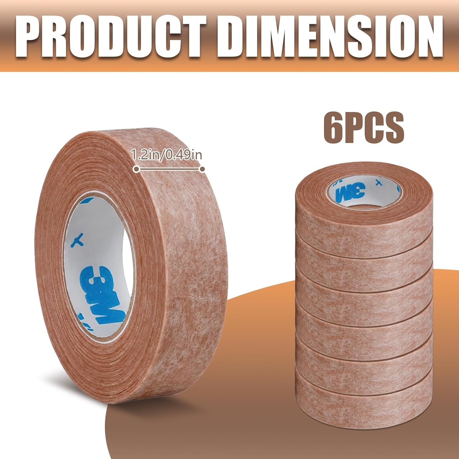 Micropore Tan Surgical Tape, 6 Rolls 3M Micropore Paper Tape, Non Woven Micropore Medical Tape for Skin, Dressings, Rhinoplasty Recovery (0.5 Inch X 10 Yards) image number 4