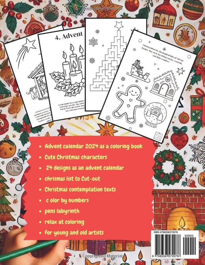Advent Coloring Book with Pages for Your Chrismas List: Advent Calendar 2024 as a Coloring Book