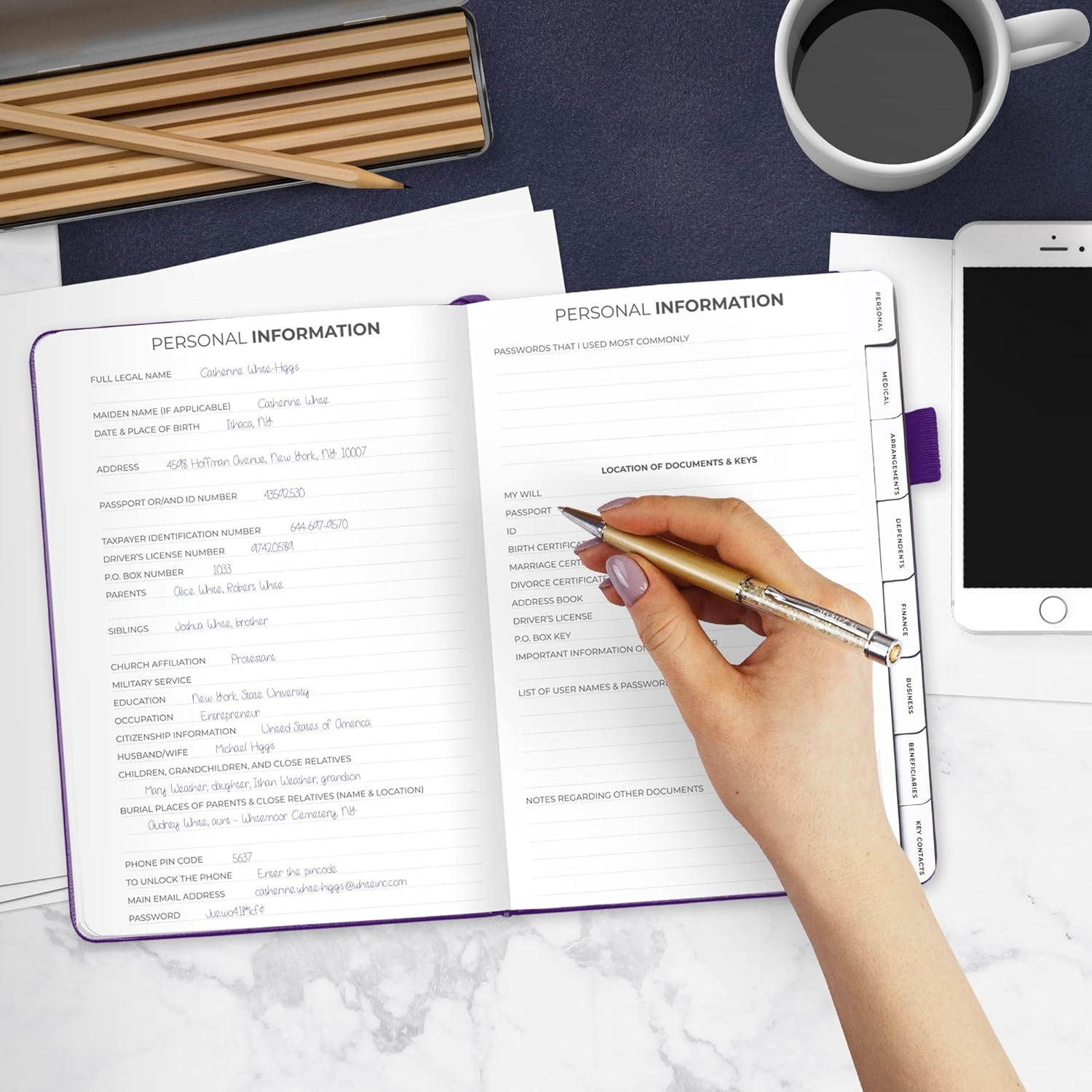 Clever Fox End of Life Planner &ndash; Guided Final Arrangements Organizer Notebook for Instructions, Beneficiary Info, Will Preparation, Last Wishes & Funeral Planning &ndash; Hardcover, A5 Size (Purple) image number 7