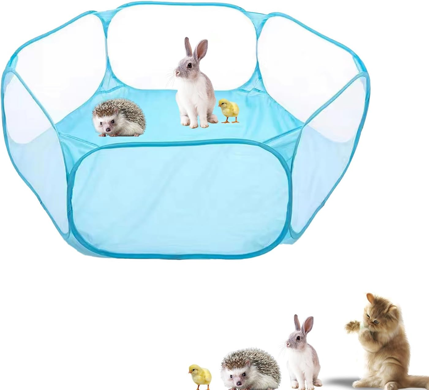 Small Animals Playpen, Portable Pop-Up Open Interactive Pet Tent, Indoor Outdoor Fence for Rabbits, Guinea Pig, Hamster, Chinchillas, Kittens, Puppies