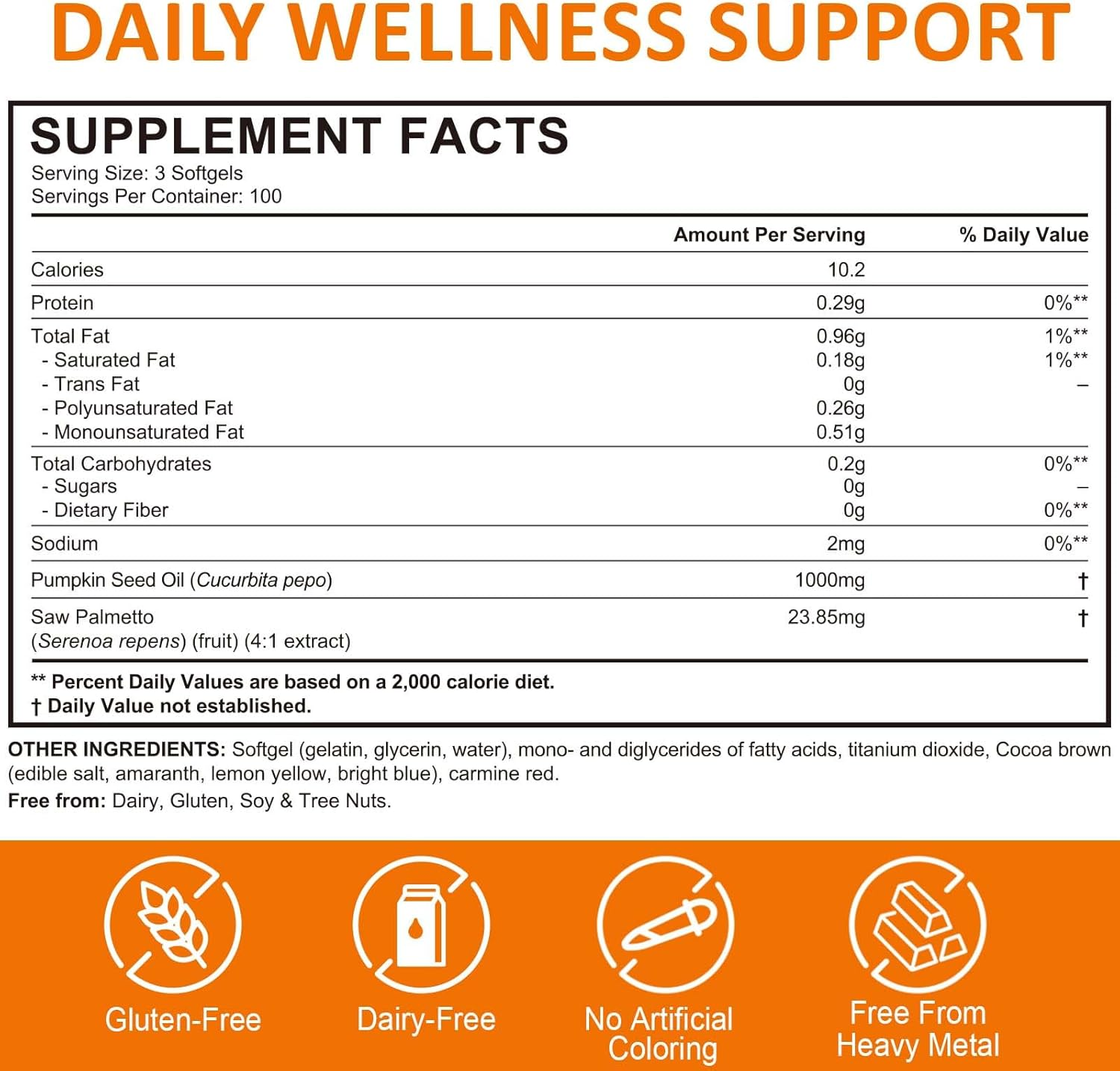 Pumpkin Seed Oil with Saw Palmetto Softgels | 1000 Mg per Serving | Cold-Pressed Virgin Oils | Plant-Based Fatty Acids & Phytosterols | Non-Gmo, No Artificial Additives | 300 Count image number 3