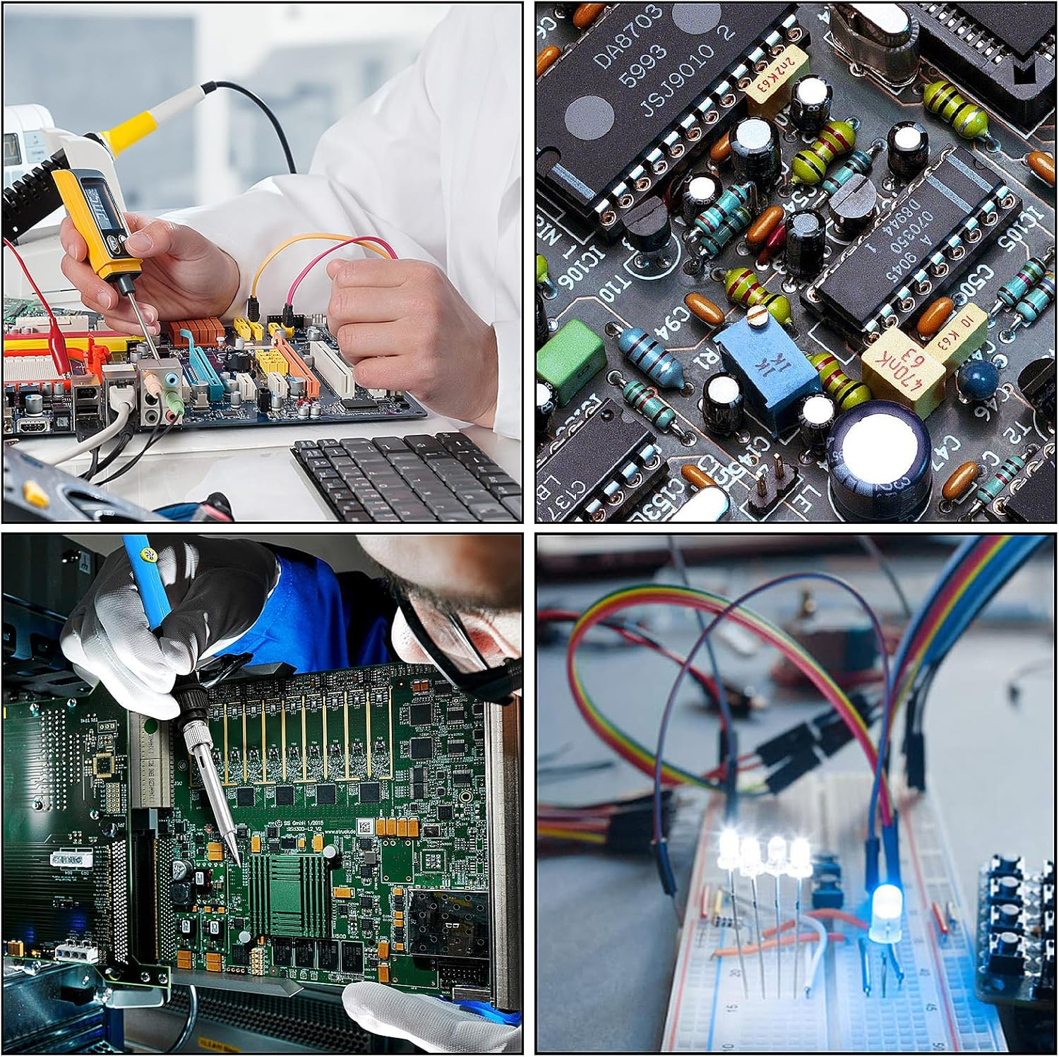 1400Pcs Basic Electronics Component Assortment Kit, Electrolytic Capacitor, Ceramic Capacitor, LED Diode, Common Diode, Resistor, Transistor Component for Arduino, Electronic DIY Project image number 2