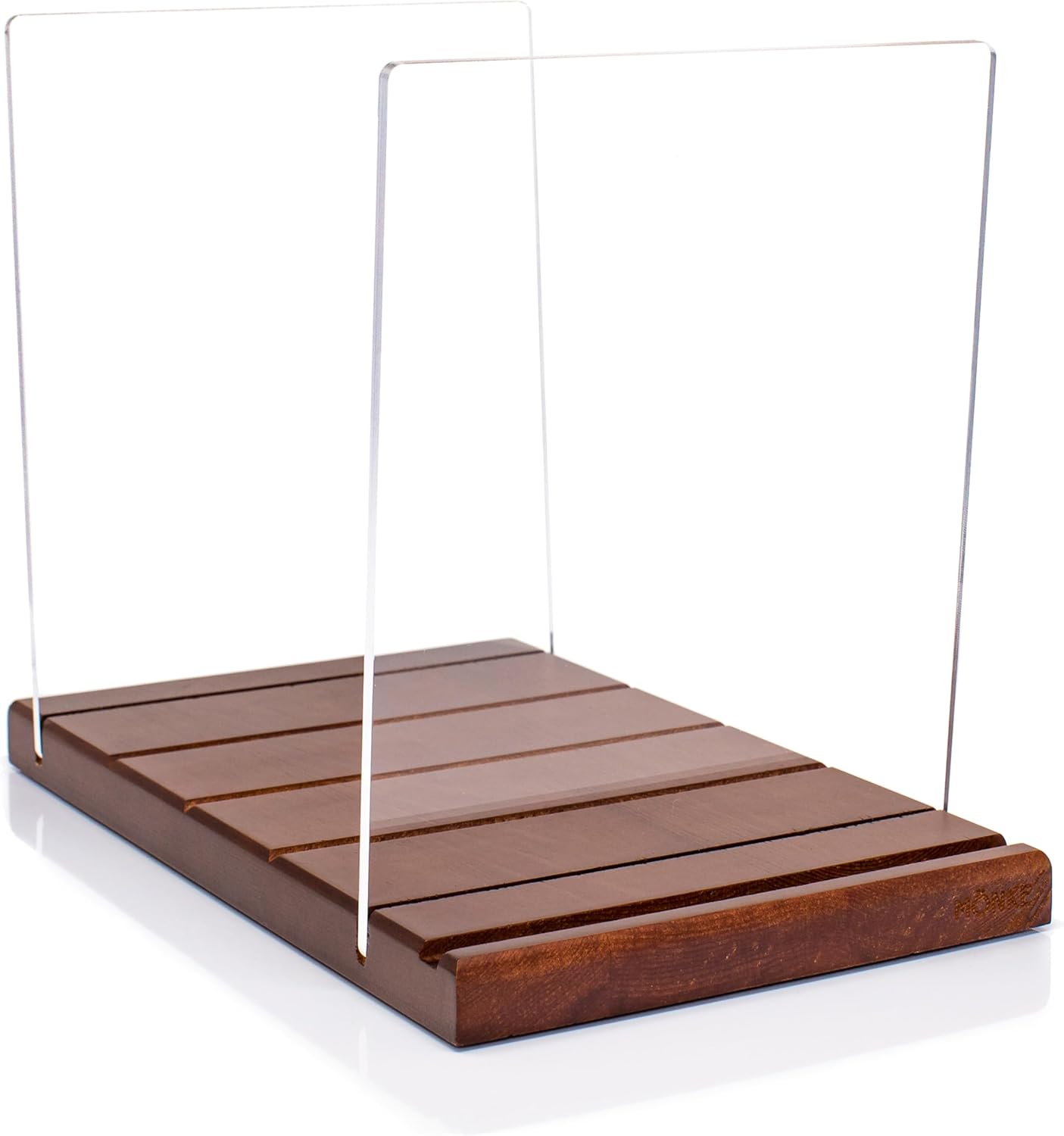 Premium Vinyl Record Storage - a Mid-Century Style Record Holder, 50 LP Capacity - with a Now-Playing Record Display Groove (Brown) image number 3