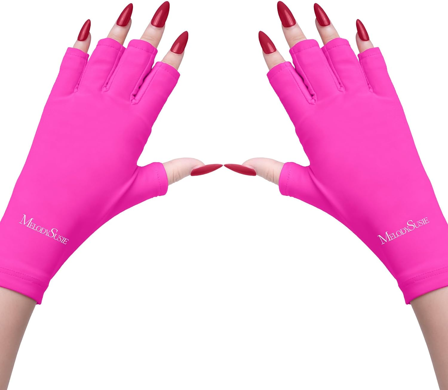 Melodysusie UV Gloves for Gel Nail Lamp, Professional UPF50+ UV Protection Gloves for Manicures, Art Skin Care Fingerless Glove for Women Men Protect Hands from Sun and Nail Dryer Harm (Black)