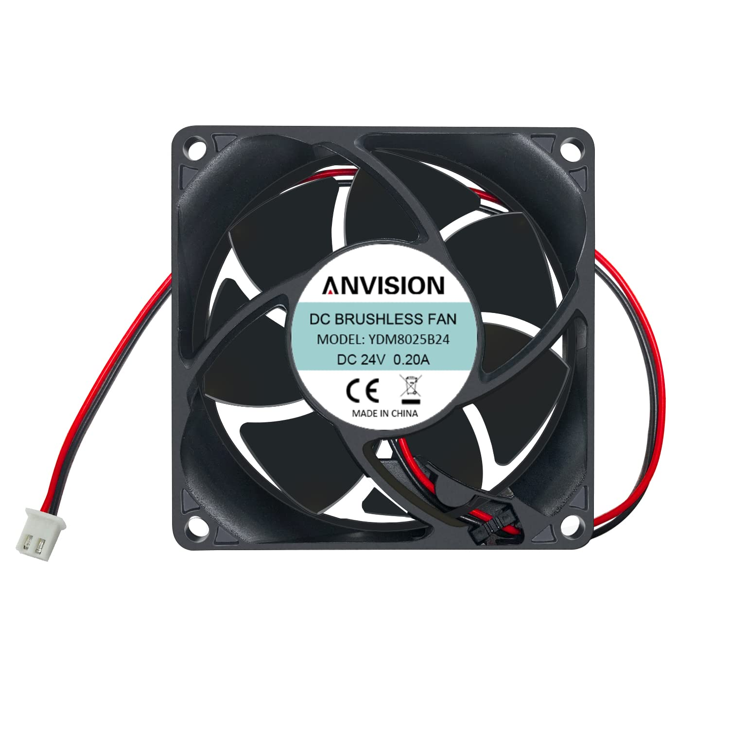 ANVISION 80Mm X 25Mm DC 24V Brushless Cooling Fan, Dual Ball Bearing, 2 Pin image number 5