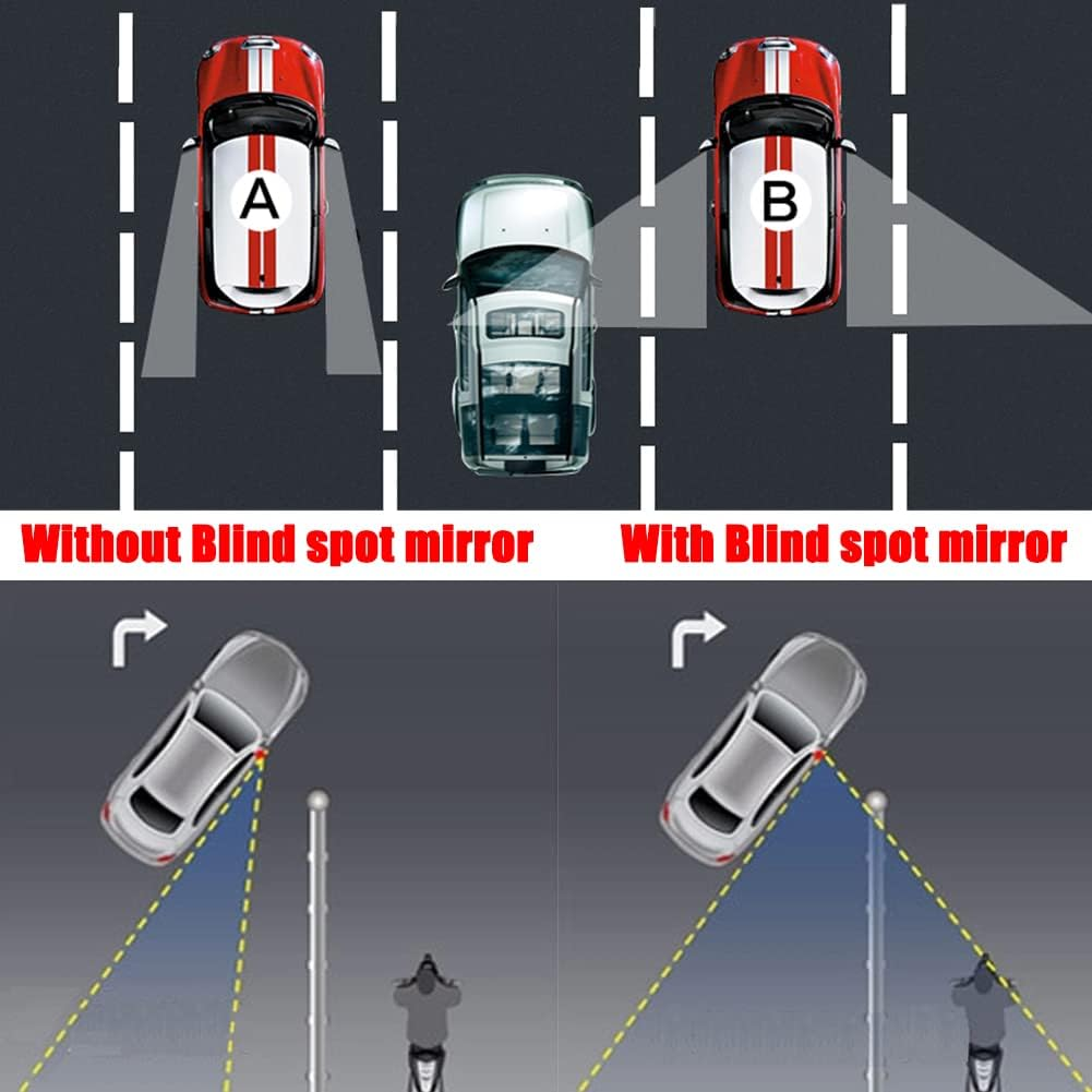 Ampper Rectangular Blind Spot Mirror, HD Glass Frameless Stick on Adjustabe Convex Wide Angle Rear View Blind Spot Car Mirror for Car Blind Spot, Pack of 2 image number 5