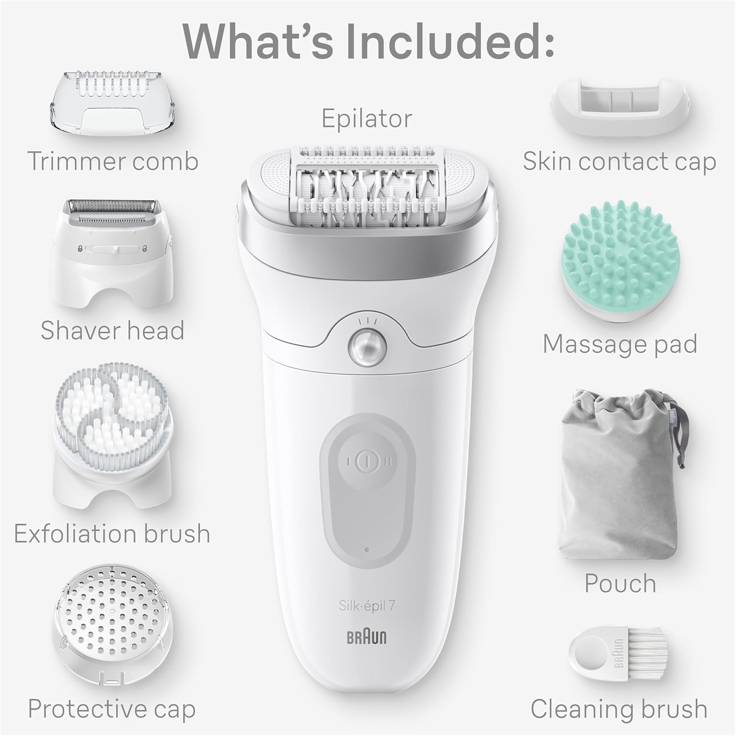 Braun 7-081 Silk-&Eacute;pil 7 Skinspa Epilator for Wet and Dry, Lasting Smooth Skin, Silver