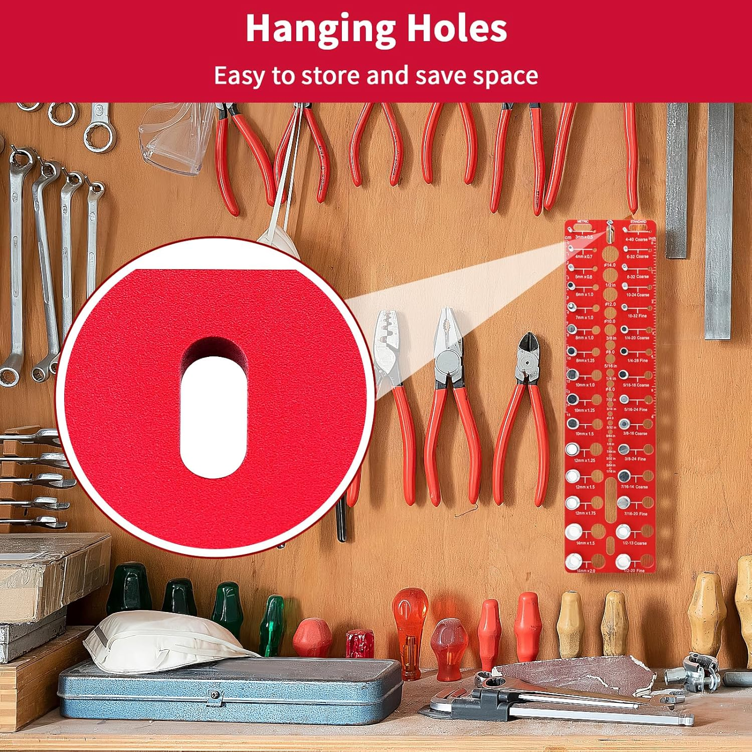 Thread Checker, 49 Nut and Bolt Thread Checker, Screw Size and Thread Identifier Gauge with 15 Standard & 15 Metric &19 Drill Bit Gauges, Bolt Size Finder for Quickly Identify Thread Sizes image number 1