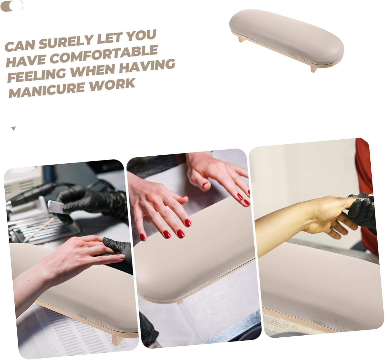 PENIKOKO Manicure Hand Rest Pillow Wooden Nail Art Arm Stand Nail Salon Hand Support Comfortable Arm Rest image number 2