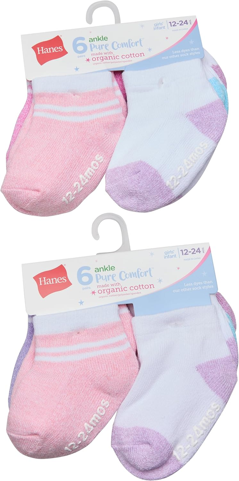 Hanes Baby Organic, Pure Comfort Infant Toddler Ankle Socks, Ez Sort, Boys & Girls image number 1