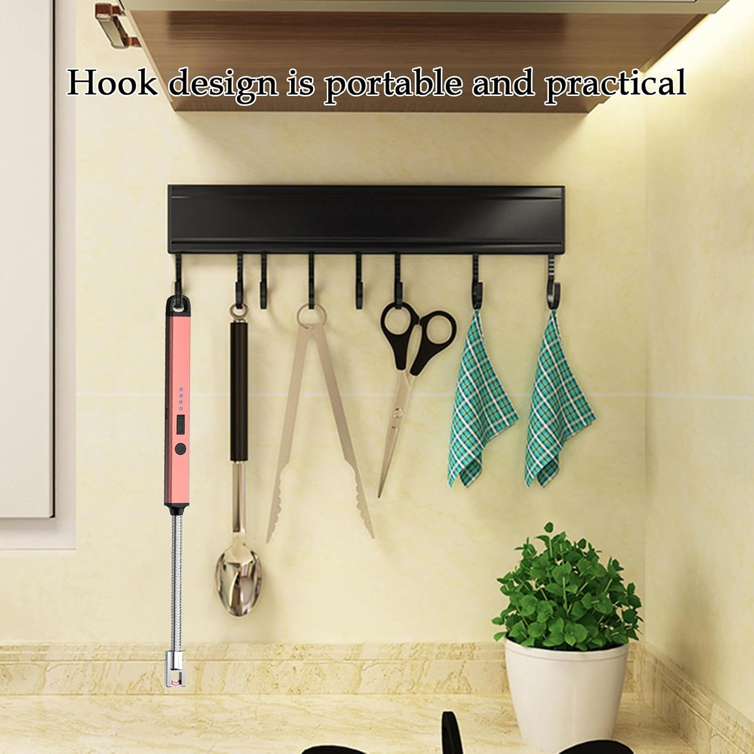 Electric Lighter, 2 Pack of USB Rechargeable Candle Lighter with Flexible Neck, 10.4-Inch Long Handle Arc Lighters with LED Battery Indicator and Safety Switch for Candle, Kitchen,Camping(Black+Blue) - Black+Blue image number 6