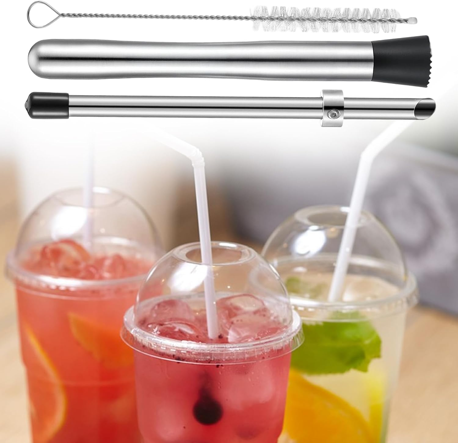 Lemonade Lid Puncher | Stainless Steel Drinks Straw Hole Puncher | Multi-Functional Ergonomic Beverage Mixing Tool for Kitchen Cafe Restaurant Barbecue Home image number 6