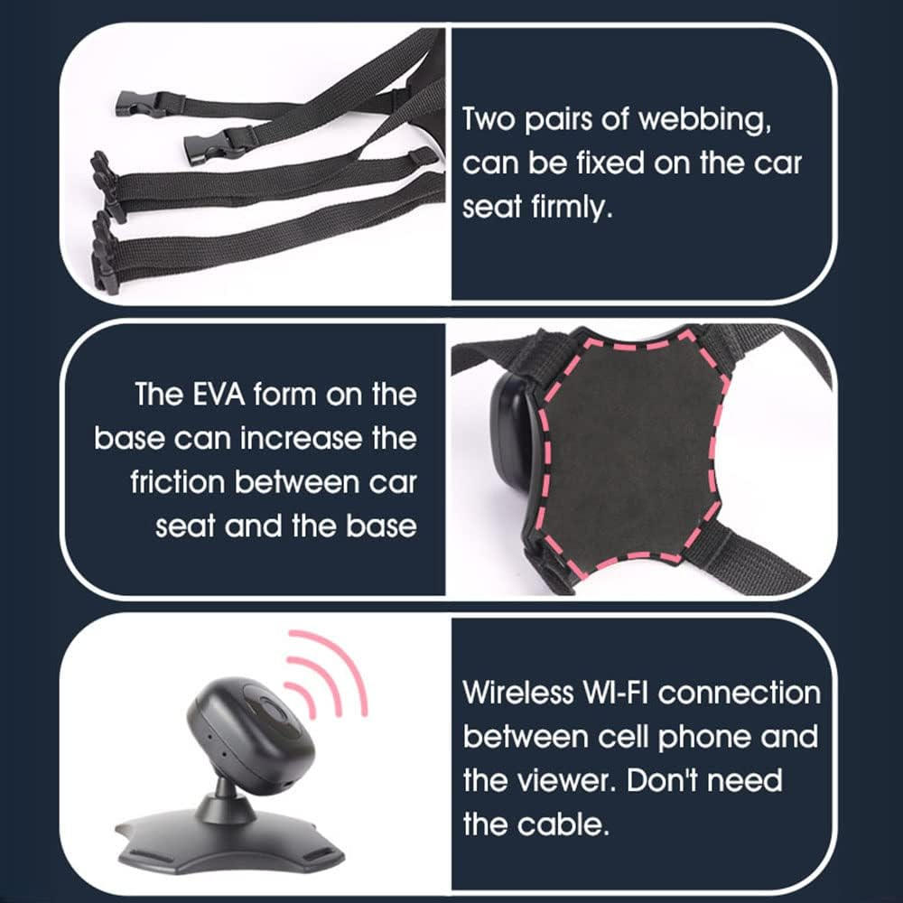 Wifi Baby Car Monitor Wireless Monitor Camera for Baby Rear Facing Seat 360&deg; Rotation USB Powered Baby Car Mirror Camera Black image number 3