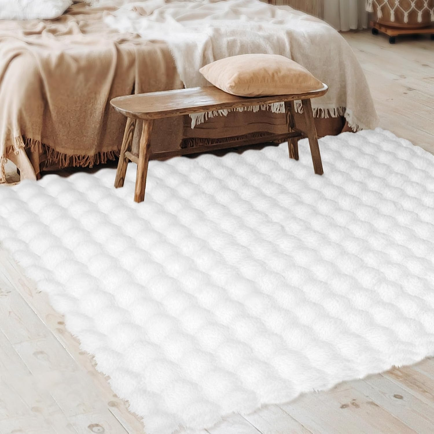 Marlow Floor Rug, Fluffy Fur Area Rug, Ultra Soft Carpet, Plush Shaggy Faux Rabbit Luxury Fur, for Bedroom, Living Room, Home Decor Comfortable Breathable Skin-Friendly, 22MM Pile, 160CMX120CM image number 2