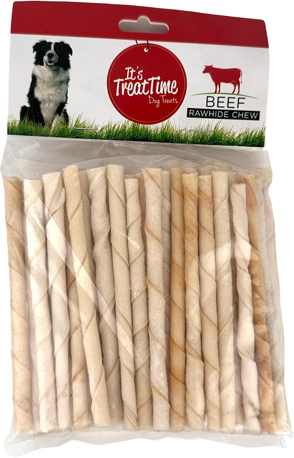 It'S Treat Time Dog Beef Rawhide Twist Sticks, 12.5Cm (50 Pack), White - Long-Lasting Dog Treats, Dental Chews for Dogs, Teeth Cleaning, Tartar Control, Oral Health image number 2