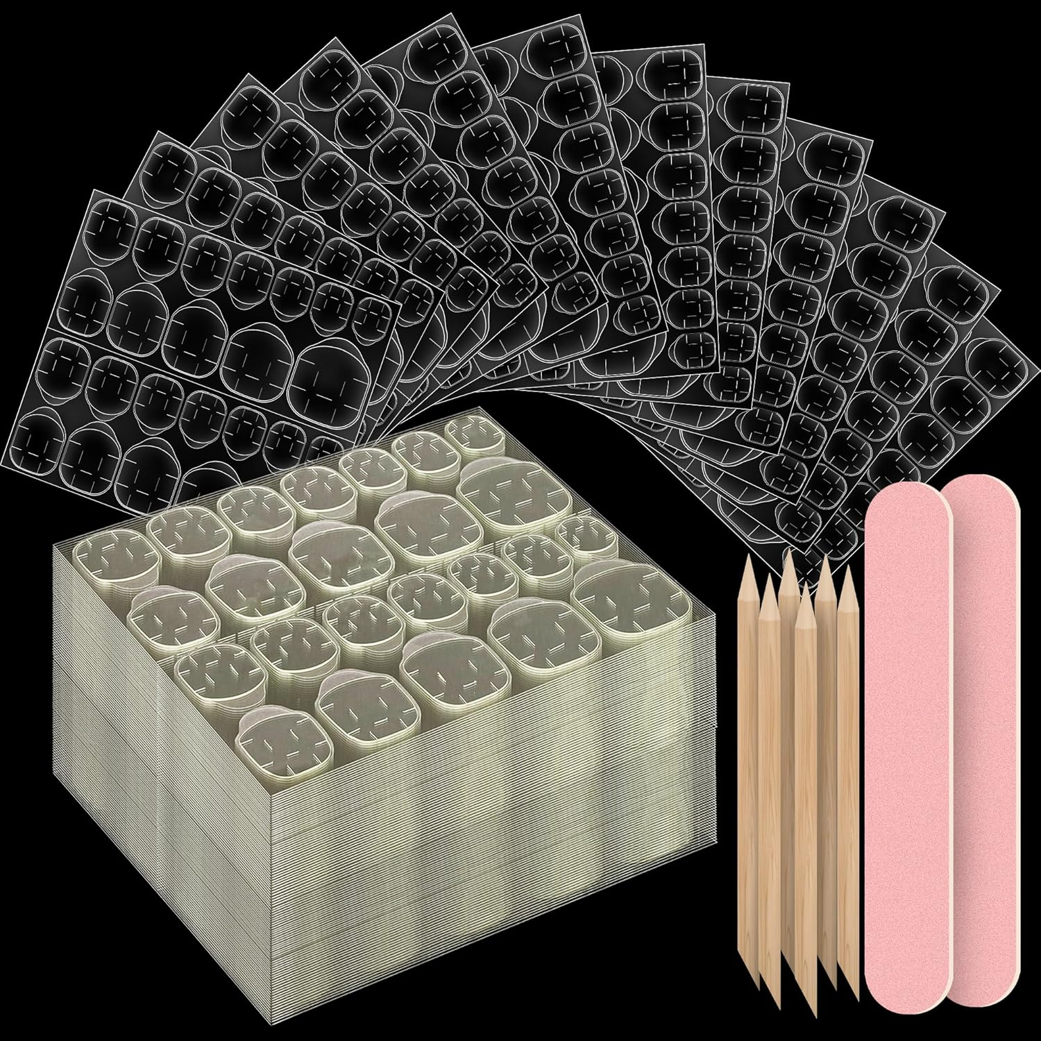 Yatinkim 720Pcs 30 Sheets Nail Adhesives Tabs for Press on Nails Jelly Double Side False Nail Glue Sticker Transparent Sticky Tabs for Nails Waterproof Breathable Manicure Gel Tabs