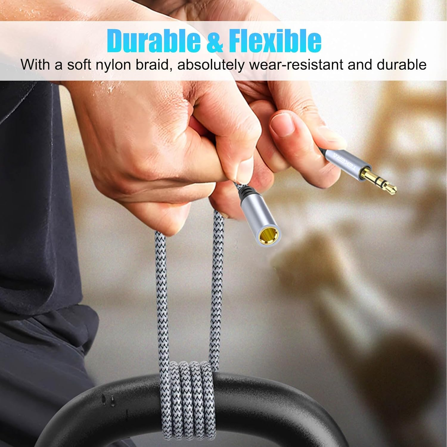 TEKERA 3.5Mm Headphone Extension Cable 1M, TRS Male to Female Stereo AUX Audio Cable, Hi-Fi Jack Extender with Nylon Braided Jacket, Compatible with Headphones, Car Stereo, Speakers, Laptops (3FT/1M) image number 6