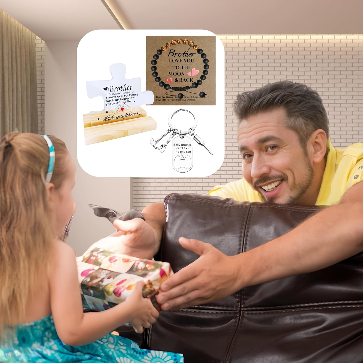 WOSHIDEFA Brother Gifts - Thoughtful Birthday Gifts for Brother, Gifts for Brother, Brother Birthday Gifts, Meaningful Gift Set with Puzzle Piece Decor - 13Th Birthday image number 7