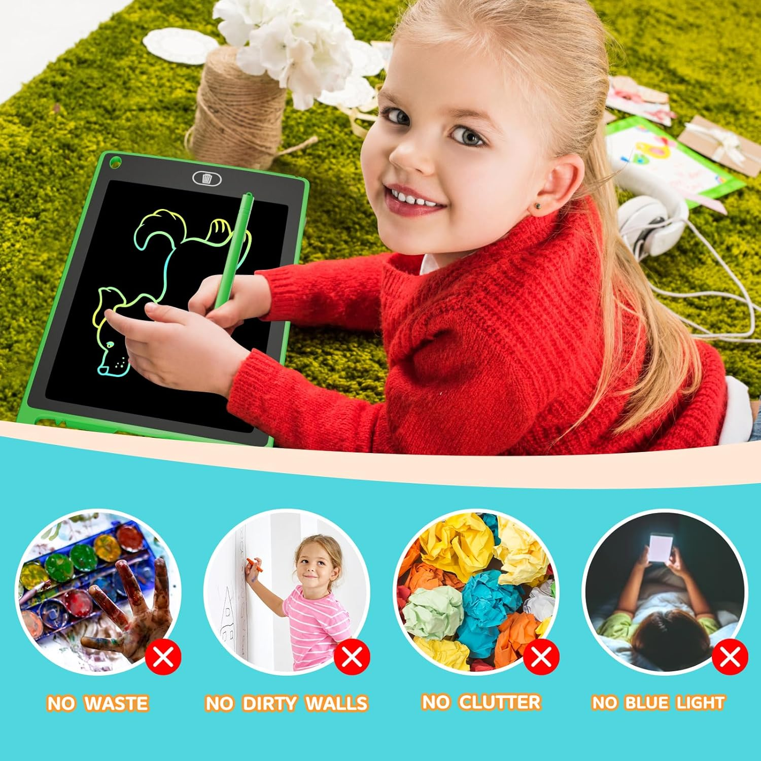 3-Pack LCD Writing Tablet for Kids 8.5 Inch, Colorful Doodle Board Drawing Pad Set, Erasable Electronic Educational Toys for Girls Boys Ages 3-8, Travel-Friendly with Lock Function & Stylus Pens