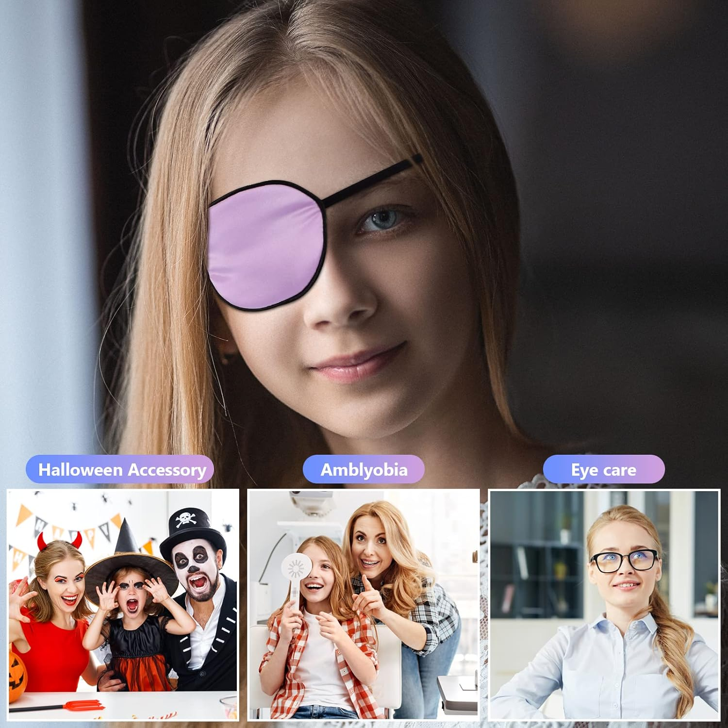 ROSENICE Eye Patch 2 Pieces Silk Elastic Eye Patches Lazy Eye Patches for Adults Lazy Eye Amblyopia Strabismus