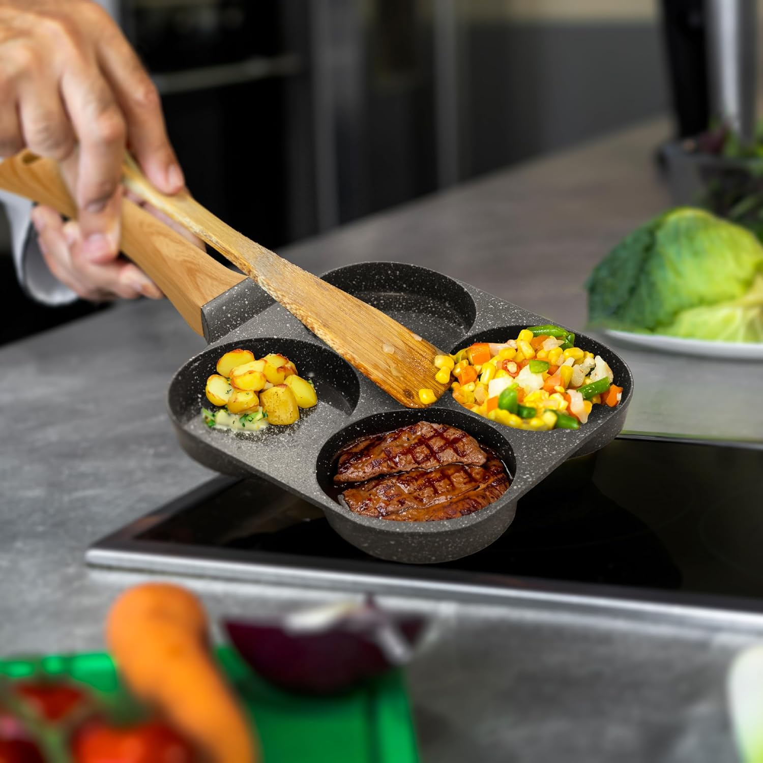 Joeji'S Kitchen 4 Part Egg Frying Pan Non Stick - Pancake Crepe Eggs Pan - 19Cm Pancake Pan for Cooking Healthy French Toast, Burger, Omelette and More with Less Oil image number 5