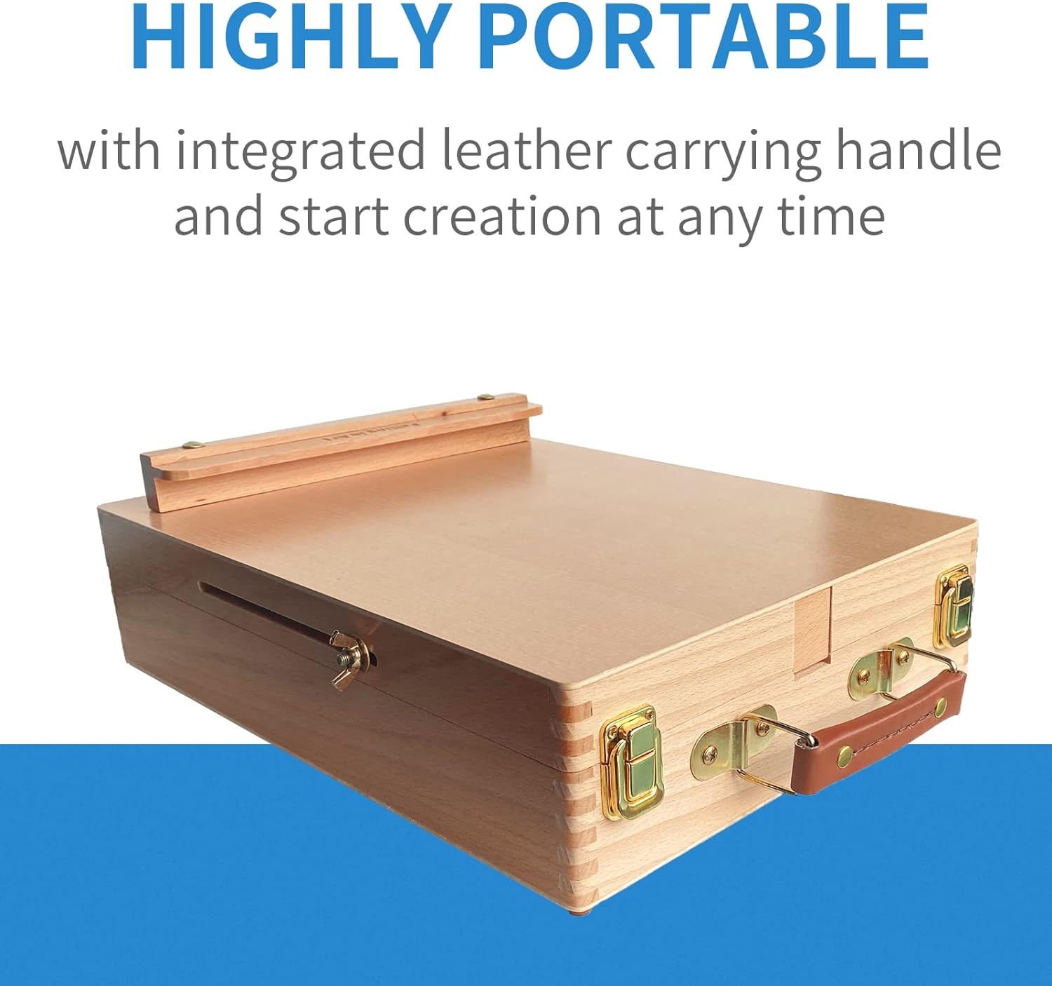 Falling in Art Wooden Tabletop Easel, Solid Wood Sketchbox Desktop Easel for Painting, Portable Art Drawing Easel for Beginners and Professionals image number 3