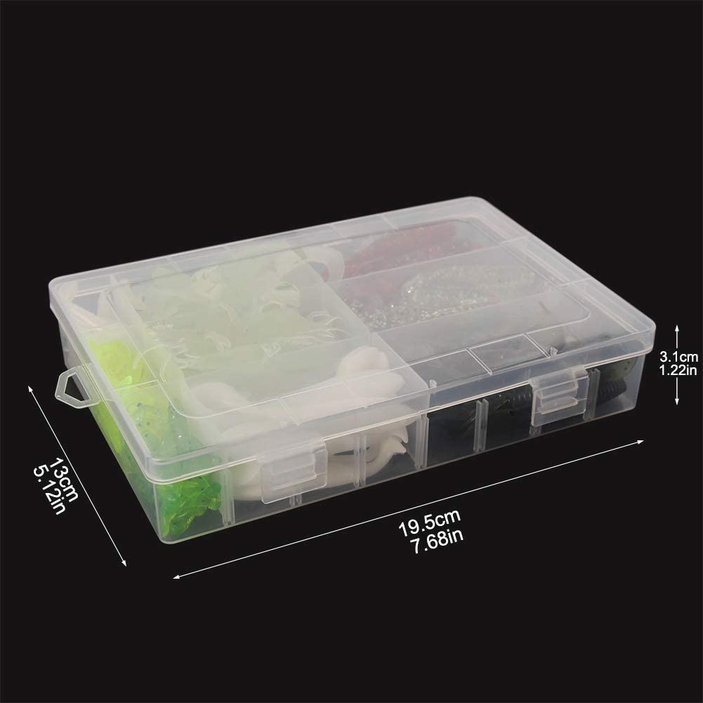 Fishing Grubs Paddle Tail Swimbaits Luminous Shrimp Soft Lures Kit for Bass Trout Walleye (115PCS)