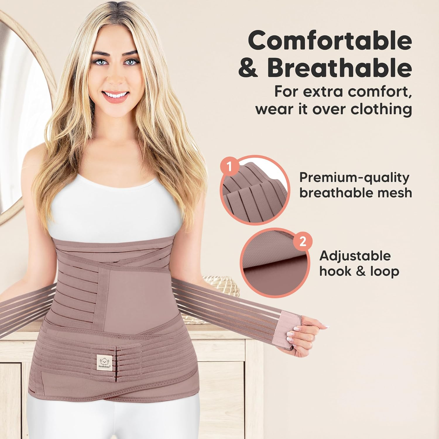 3 in 1 Postpartum Belly Support Recovery Wrap &ndash; Postpartum Belly Band, after Birth Brace, Slimming Girdles, Body Shaper Waist Shapewear, Post Surgery Pregnancy Belly Support Band (Dusty Plum, M/L) image number 6