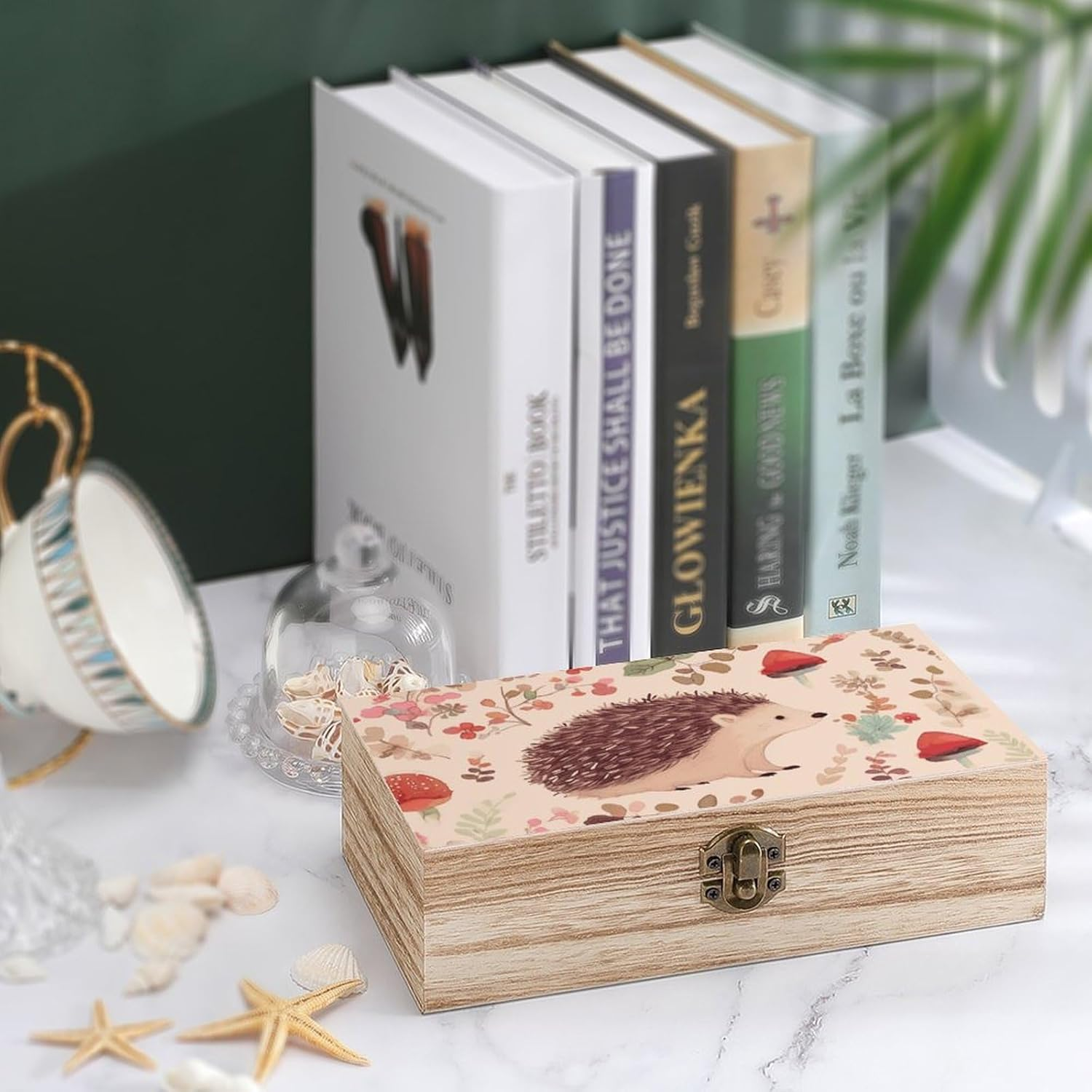 Lovely Hedgehog Wooden Box Wood Wedding Keepsake Boxes with Lids Small Decorative Boxes Lightweight Wooden Memory Storage Box for Crafts Keepsakes Jewelry Photo Letter Storage image number 6
