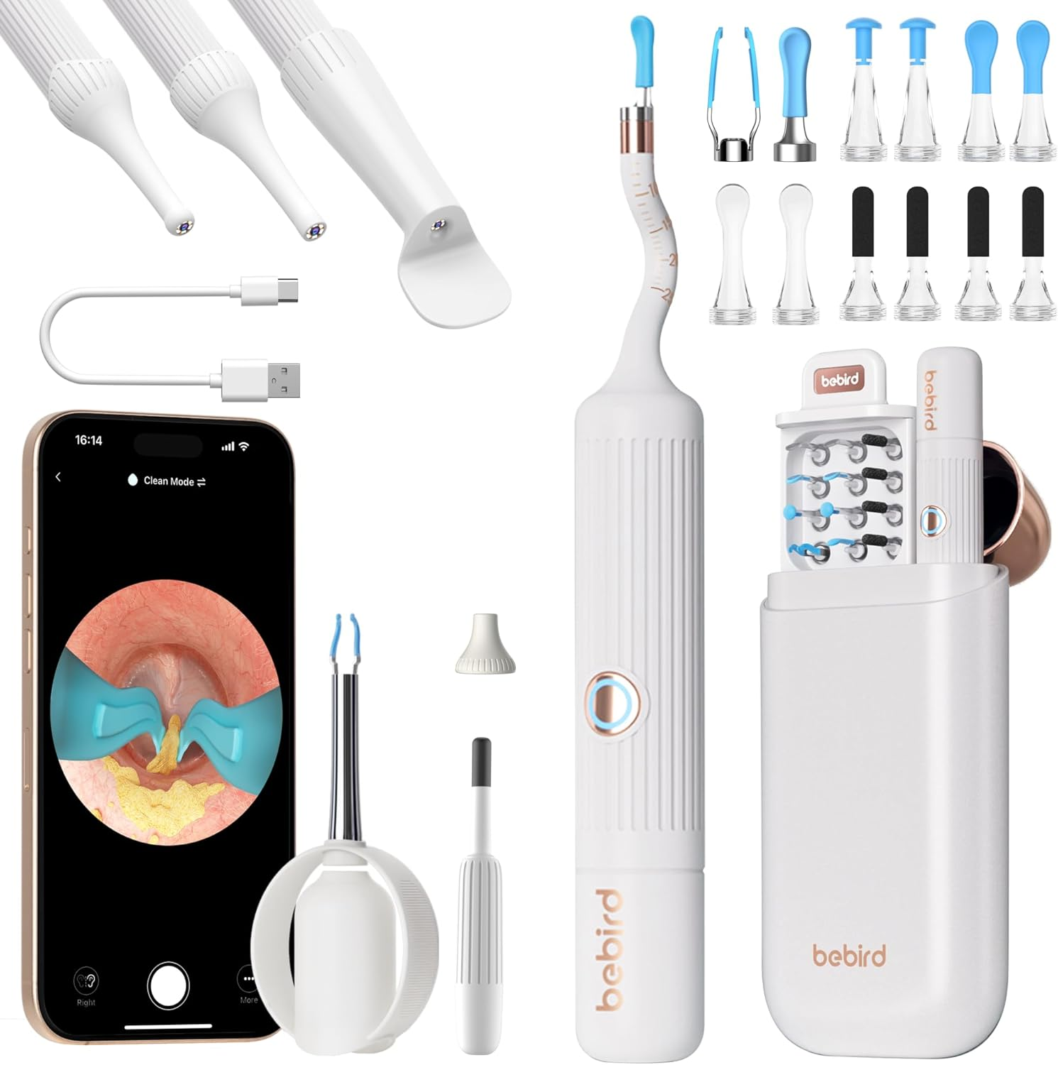 Bebird Earwax Remover, Earsight plus Otoscope,Flexible Ear Scope Otoscope Camera Light 1920P Hd,Ear Cleaner with Portable Case for Adults,Kids,Ios,Android（White） image number 6