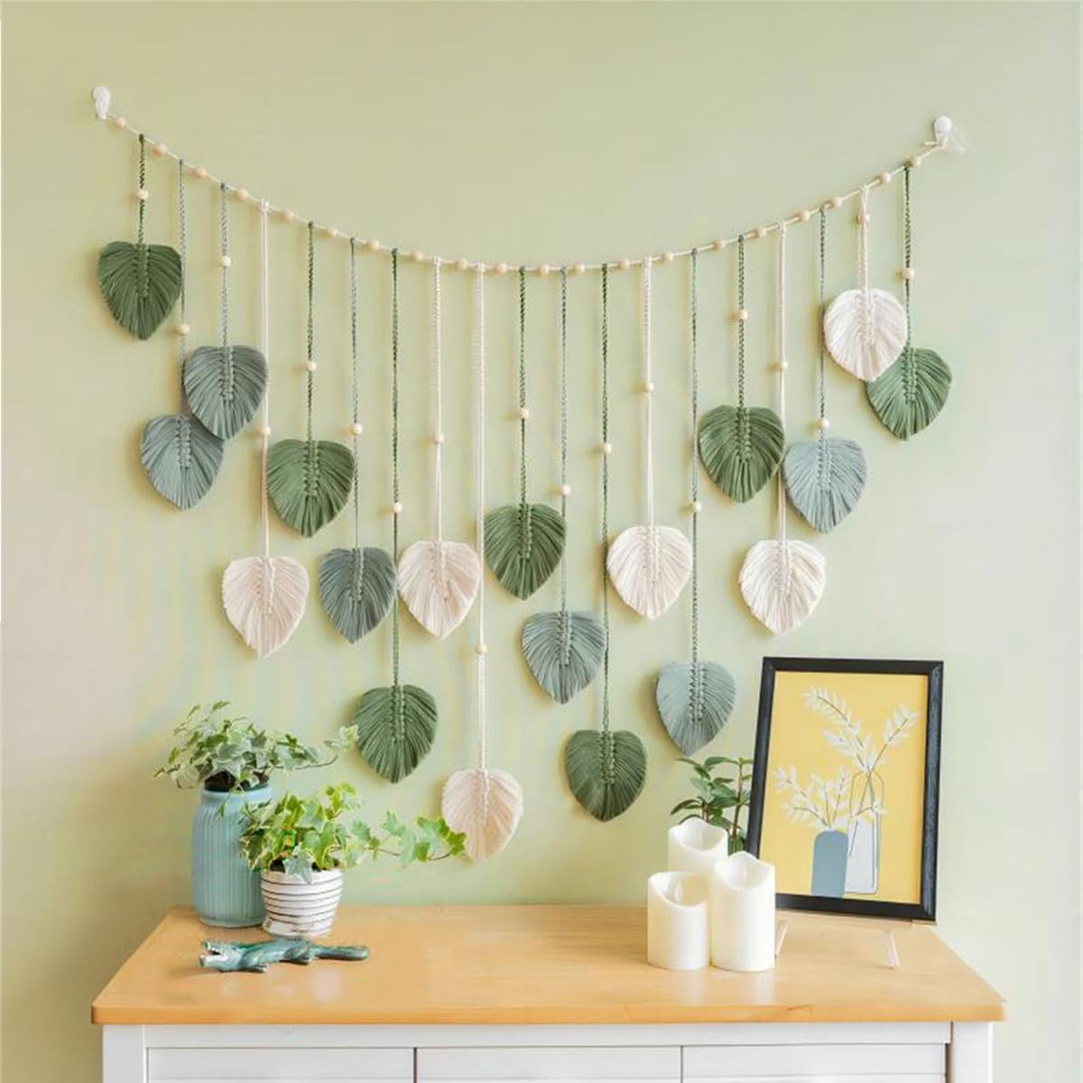 TRBSXRT Macrame Wall Hanging - Leaves Tapestry Wall Art for Living Room, Bedroom (47.2 X 30 Inches) image number 3