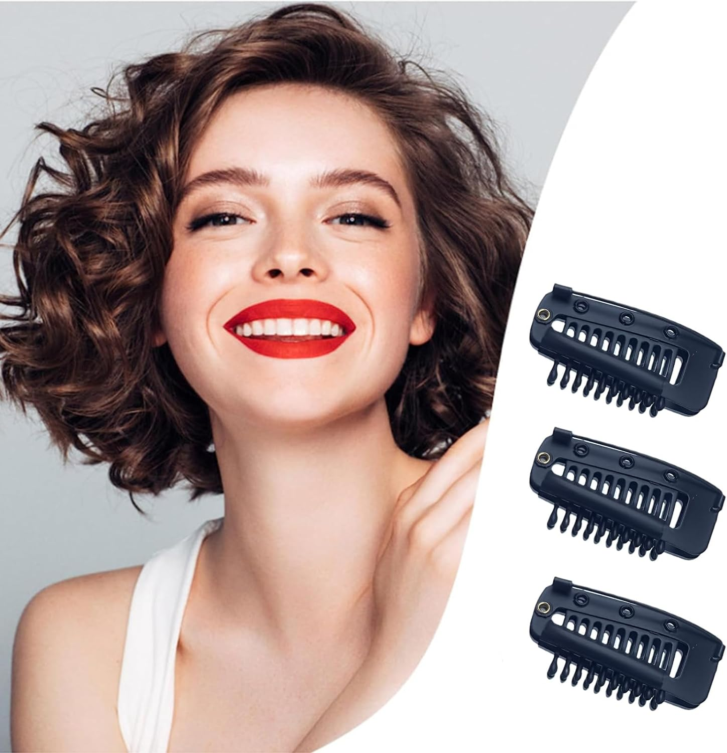 10 PCS Wig Clips Snap Clips,3.7 Cm round Head Stainless Steel Clip, Secure (Black) image number 6