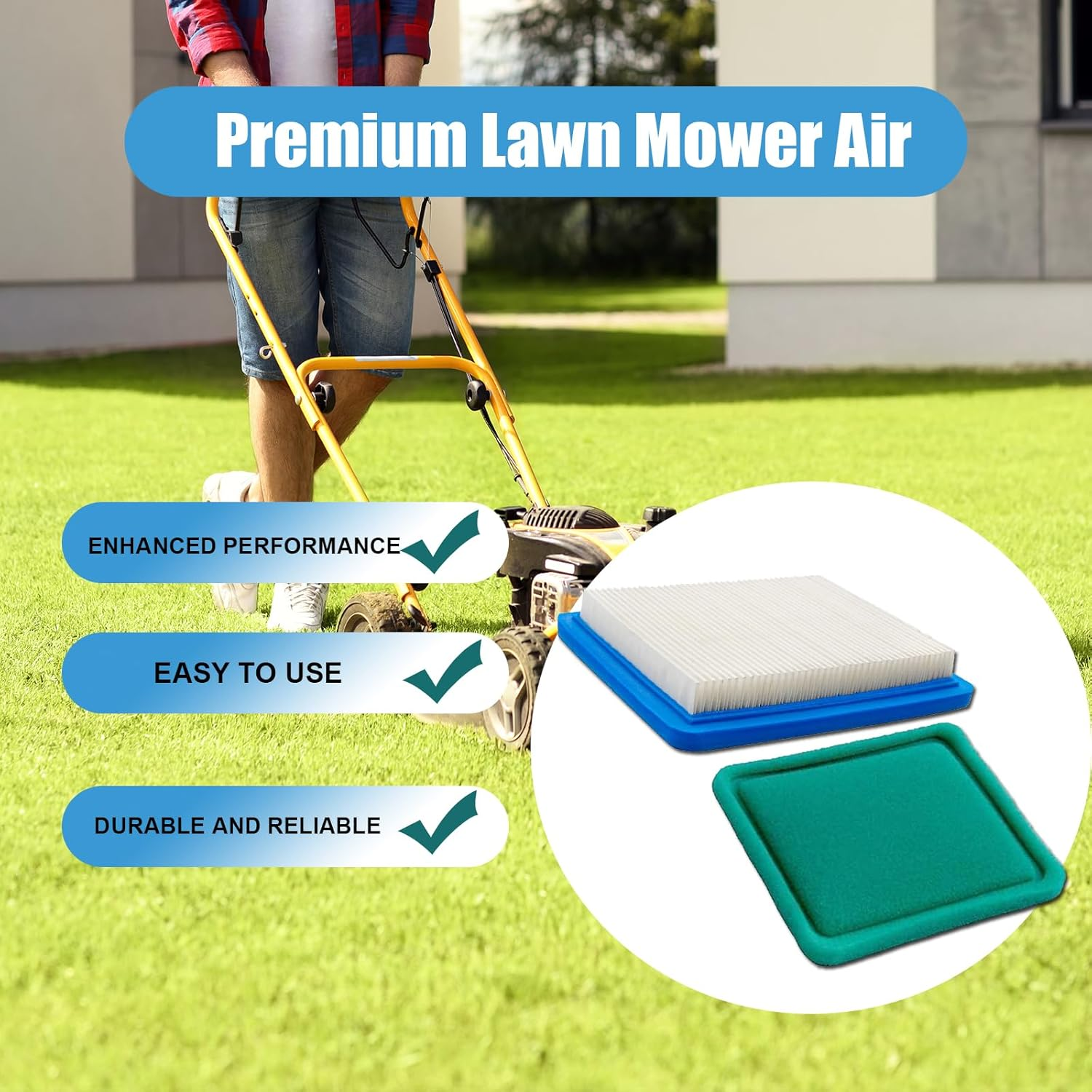 491588S Air Filter with Pre Filter, Compatible with Briggs and Stratton 491588, Toro 20332, Craftsman 3364, Premium Lawn Mower Air Cleaner image number 4