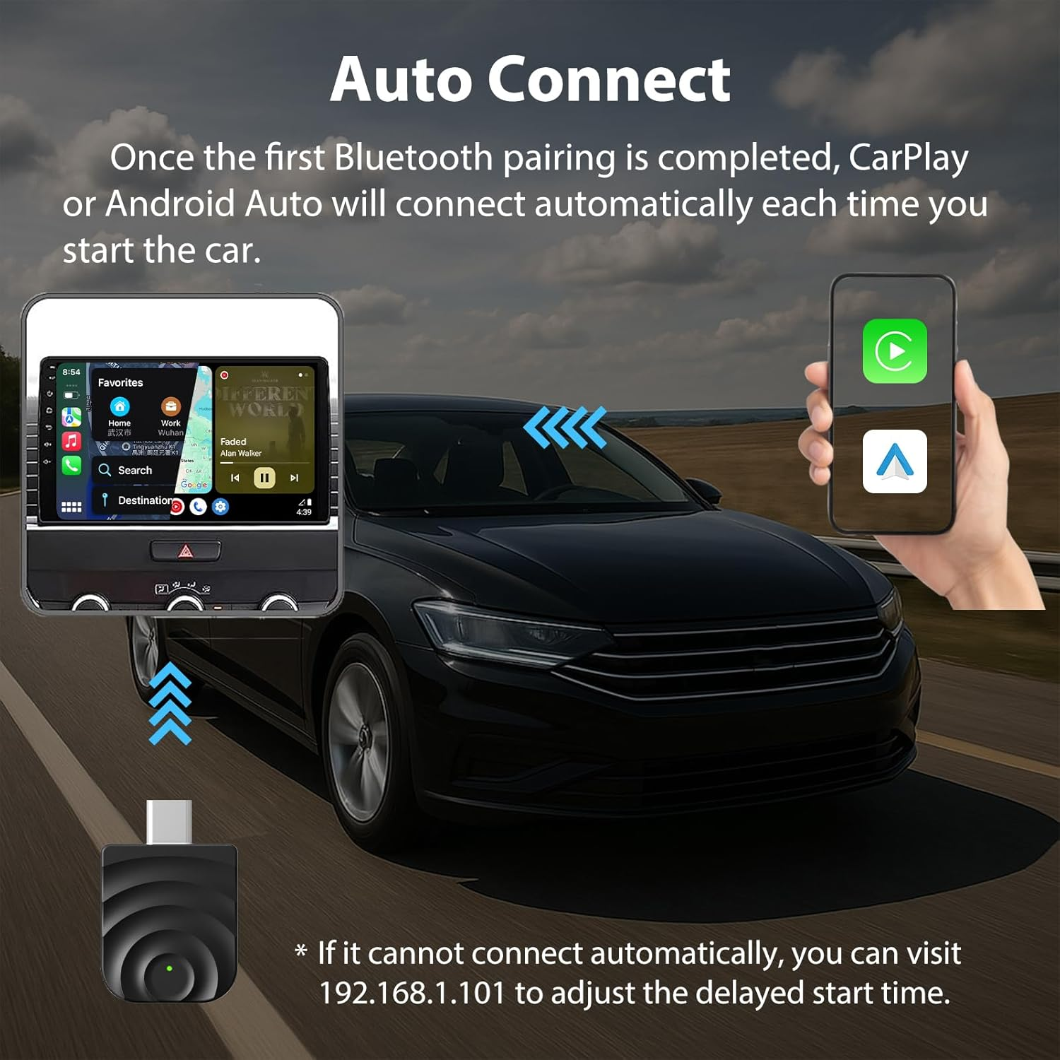Sunweyer S21 Type-C Wireless Carplay & Android Auto Adapter - Plug & Play Dongle for Factory Wired Systems | Native Type-C Connector | Auto Connect | OTA Updates (Not for Bmw/Tesla)​ image number 2