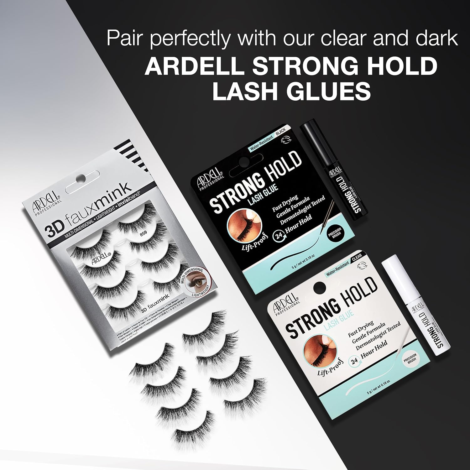 Ardell 3D Faux Mink Lashes &ndash; Lightweight Invisiband, Natural Lashes Faux Mink Demi Wispies, 4 Pairs