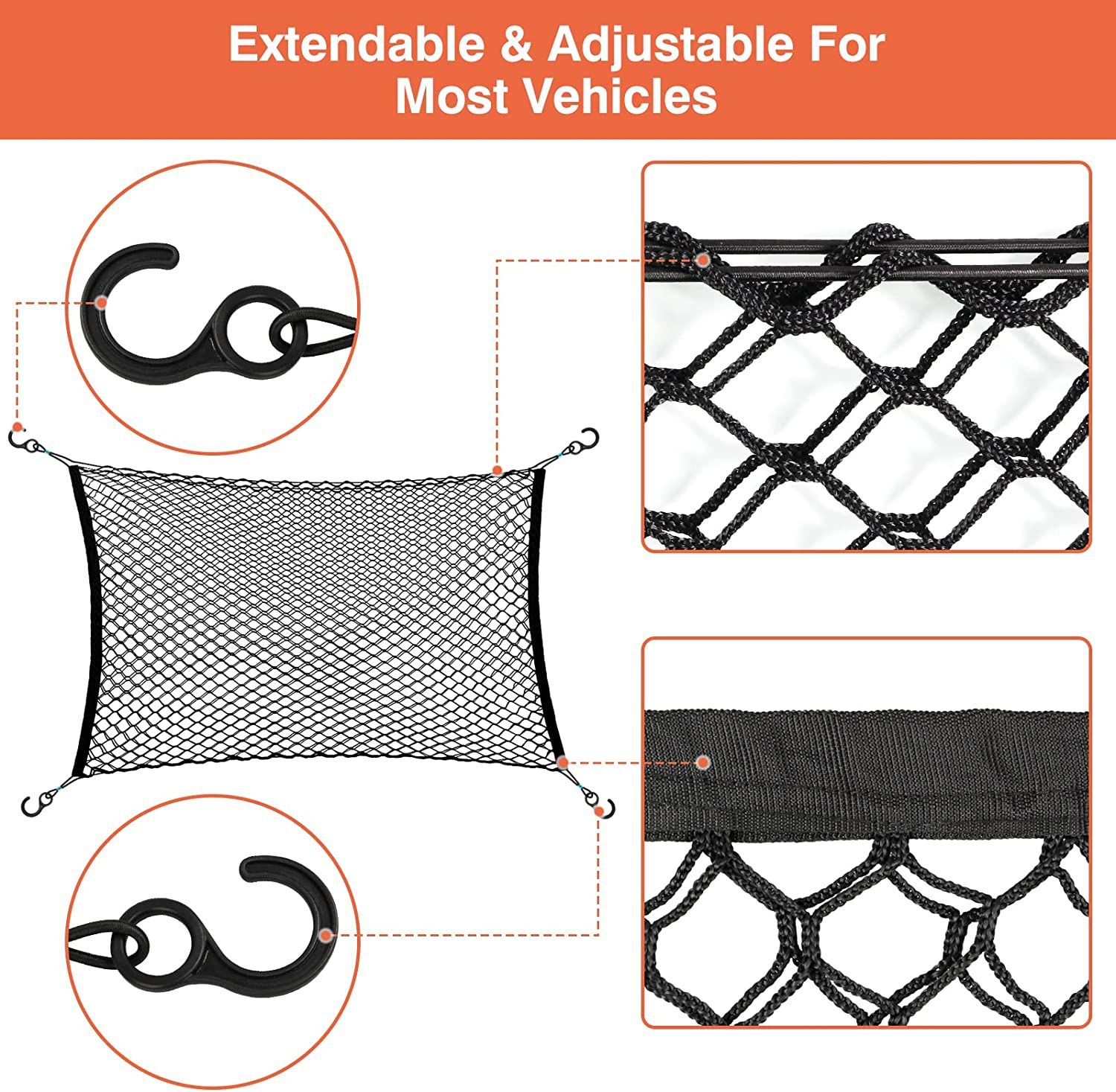 Dog Car Barrier, Double Layer Adjustable Pet Separation Net Compatible with SUV Vans Trucks 47.24X33.85 image number 3