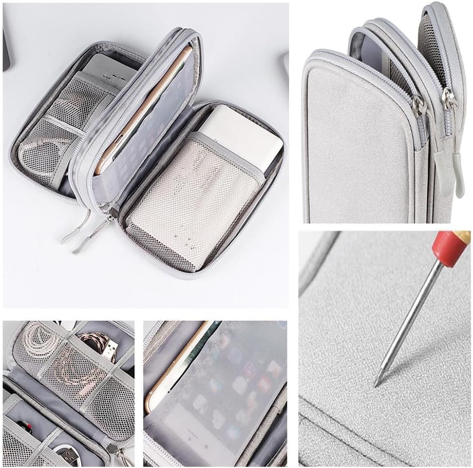Electronics Organizer, Granmagazz Electronics Accessories Organizer Pouch Bag, Light Grey Cable Organizer Bag, Charger Organizer Case Pouch for Travel Accessories and Electronics image number 3