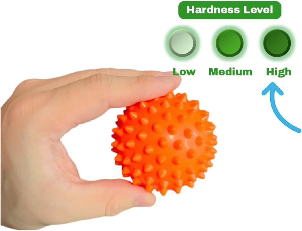 Hard Spikeball Set Duo Pack Trigger Point Massage Balls Alleviate Muscle Pain Hard Spike Ball for Perfect Pressure Point Relief, Plantar Fasciitis Preventer (Orange & Black)