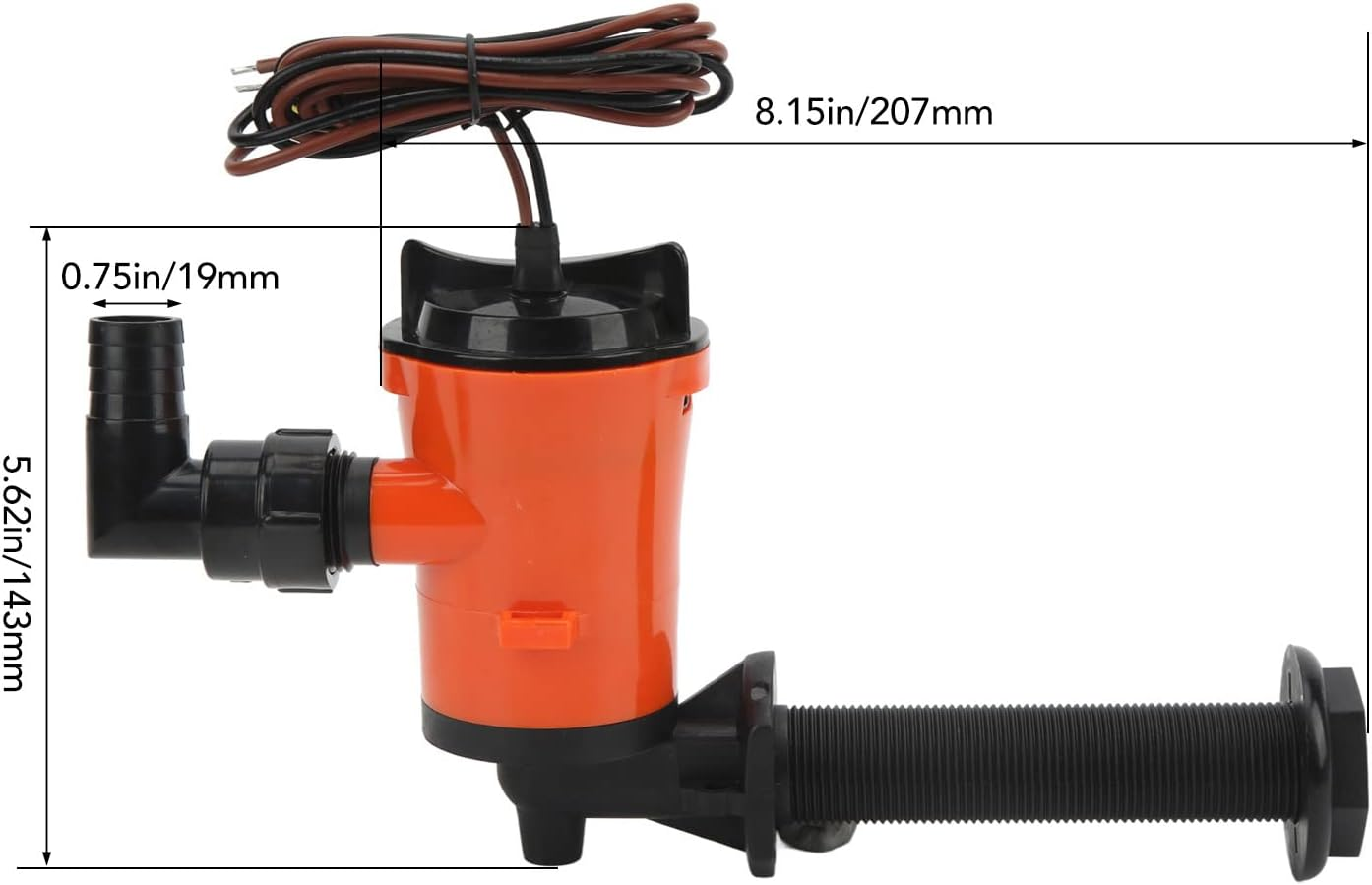 Livewell Pump, 12V 800GPH Livewell Pump Bait Tank Aerator Live Bait Tank Aerator Submersible Cartridge 90 Degree Boat Bilge Pump for Marine image number 3