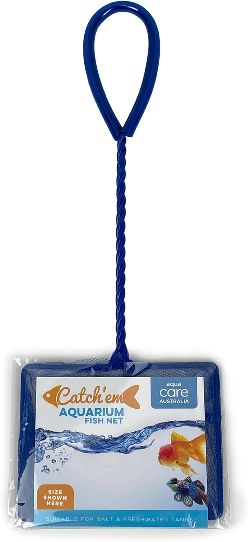 Aqua Care Catch'Em Aquarium Fish Net -Soft Mesh, Strong Grip, Telescopic Handle, Fish Tank, Blue, Suitable for Salt & Freshwater Tanks