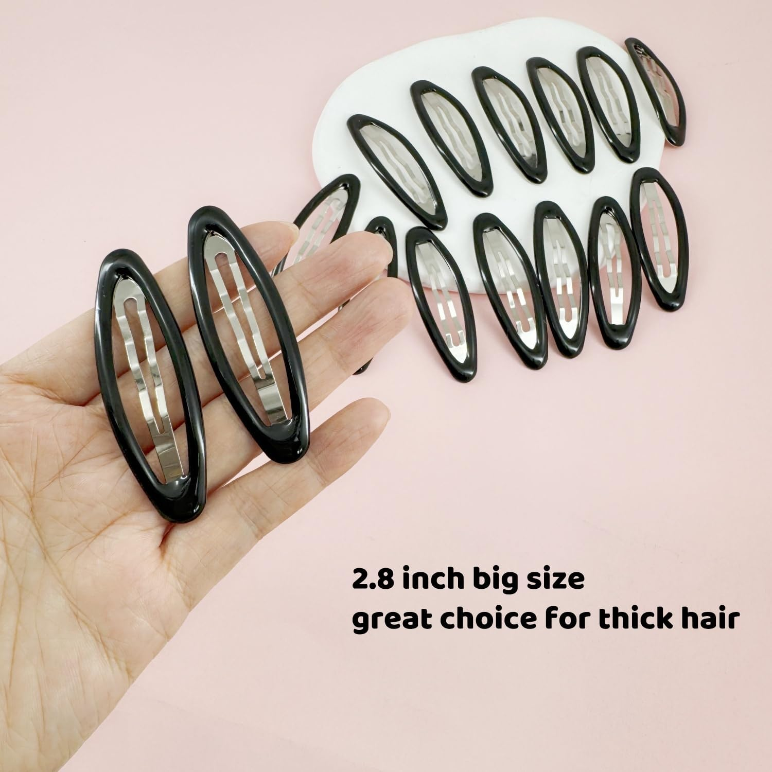 Pack of 16 Hair Clips Girls 7 Cm Oval Metal Snap Oval Large Hair Clips for Women Hair Accessories