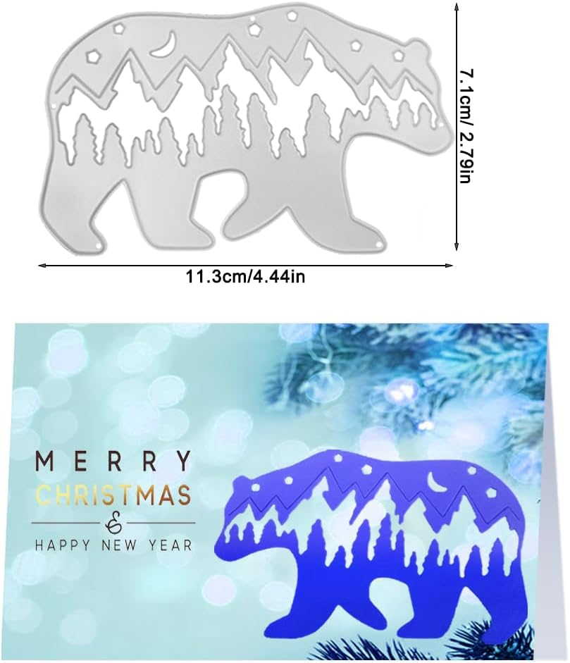 AFUNTA Cutting Dies for Card Making, Polar Bear Elk Christmas Metal Cutting Dies Wolf Penguins Card Making Accessories DIY Cutting Dies for Scrapbooking 4 Pieces image number 1