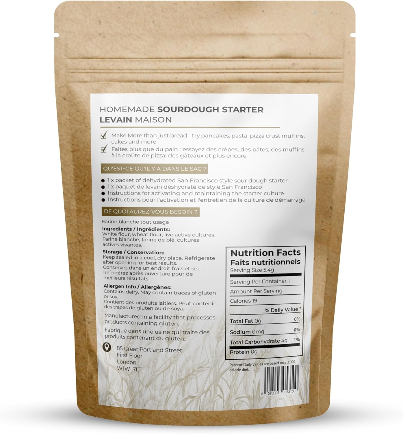 Dough Dough at Home Sour Dough Starter San Francisco Style Dehydrated Starter Healthy Food (15.4 G) (Pack of 1, White Flour) image number 1