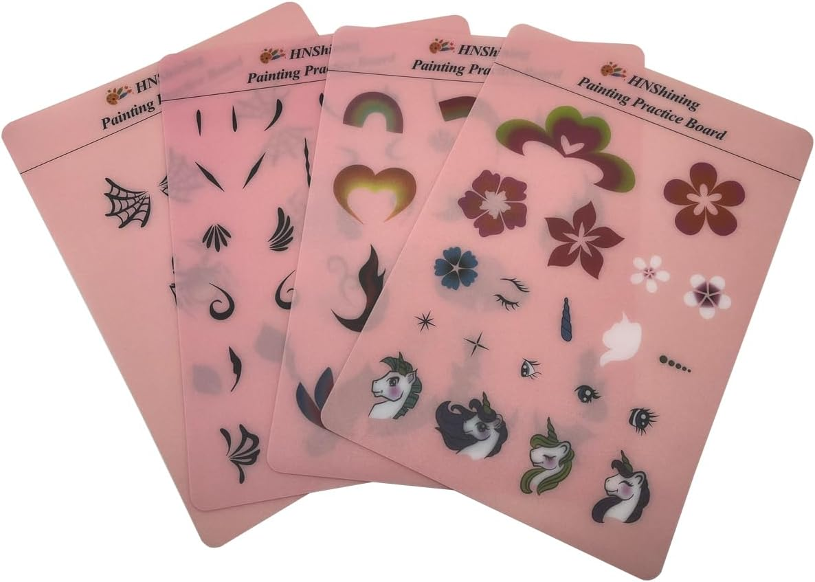 Hnshining Face Painting Practice Board,Body Paint Exercise Board with Various Patterns,Hnshining Reusable Painting Patterns Exercise Template,Painting Skill Practice Sheet image number 5