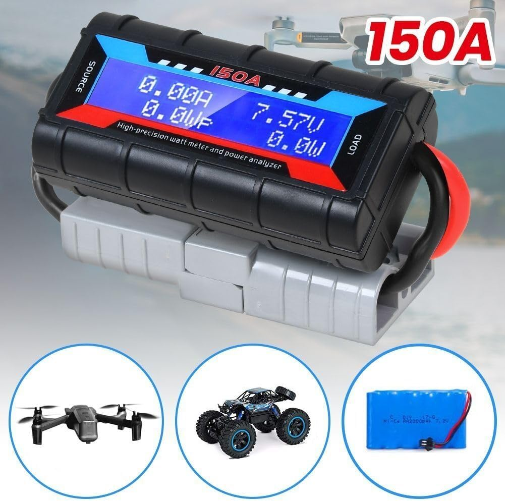 1 Piece 150A LCD Digital Amp Watt Meter Power Analyser Black Plastic Car Accessories Solar Caravan Meter for Plug Tool image number 1