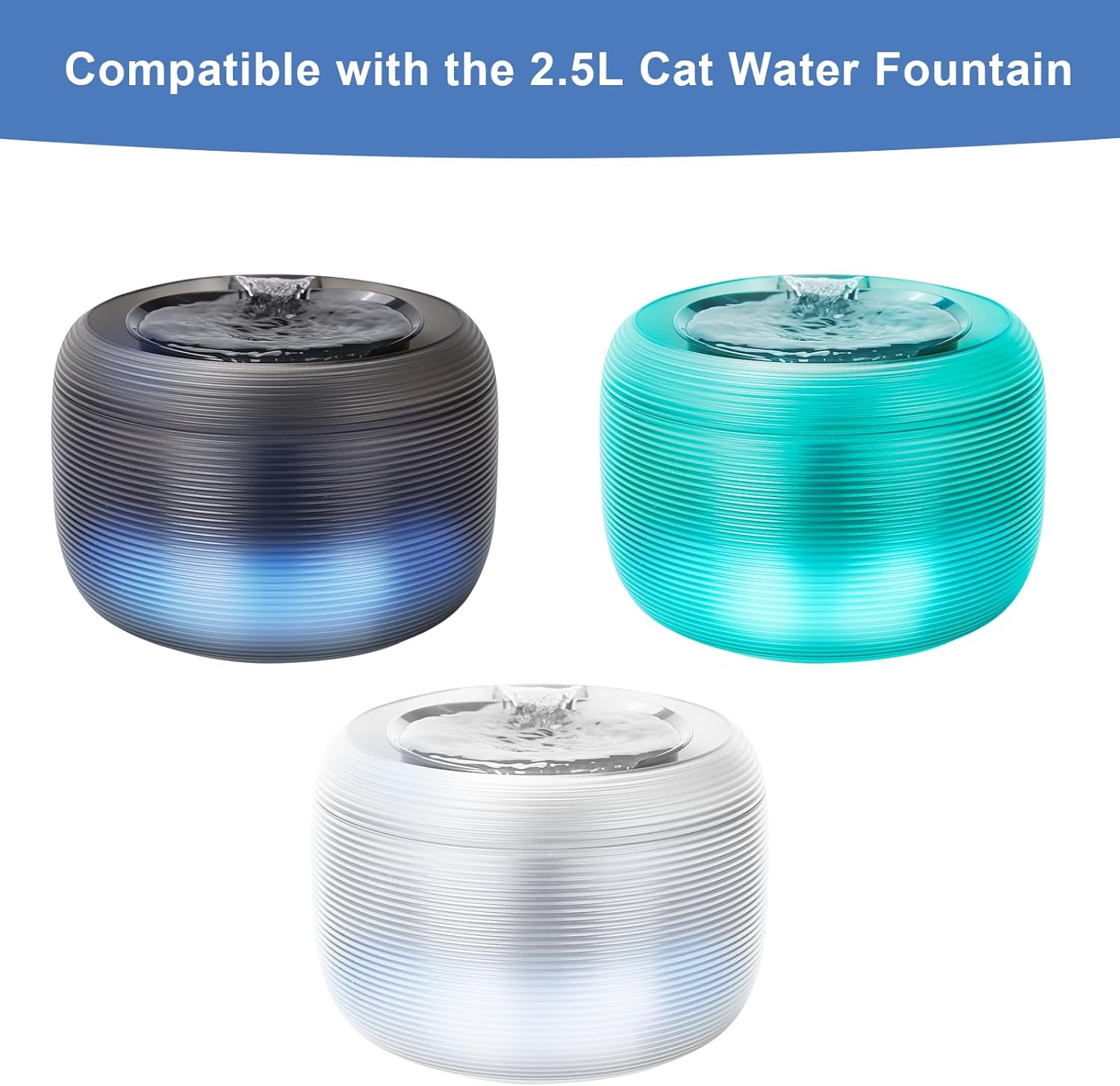 Pack of 6 Cat Fountain Filters & 12 Sponge Filters, Ordaspet Filter Cat Fountain with Carbon Filter and Foam Filter for 2.5 L Drinking Fountain for Cats and Dogs image number 4